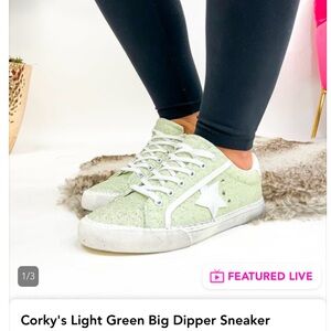 Corky’s Big Dipper Women's Light Green Star Sneakers